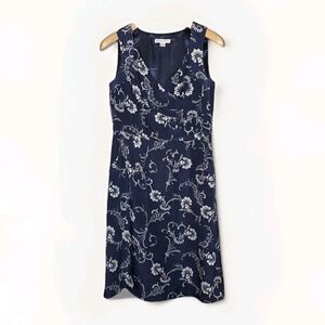 Pendleton Silk Sleeveless Faux Wrap Top‎ Side Zip Navy Floral Pockets Sz 8 Lined